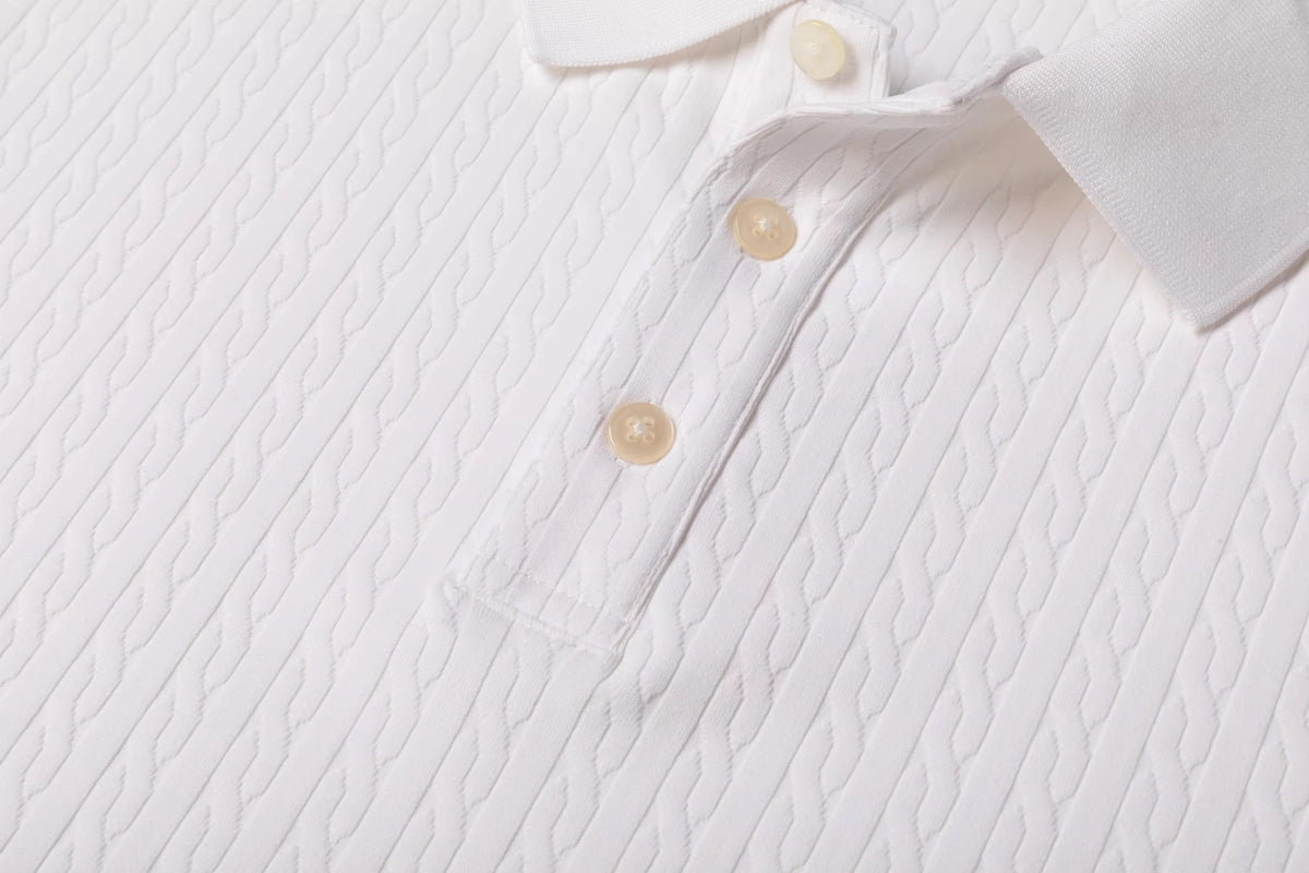 The Heritage Textured Cotton Polo – Off-White